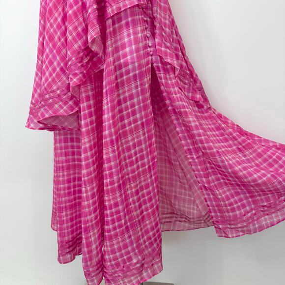 Aje Bungalow Sienna Dress Pink Gingham Halter Neck Maxi Gown US 4 - Picture 10 of 16